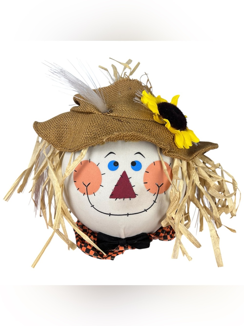 Halloween Fiber Optic Scarecrow Head Red Color Light Tested/Works